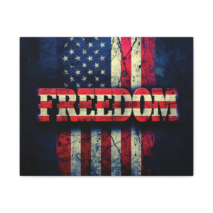 Freedom Canvas Wall Art - Patriotic Vintage American Flag - Gallery Wrapped - Red White Blue - 35 Sizes Available