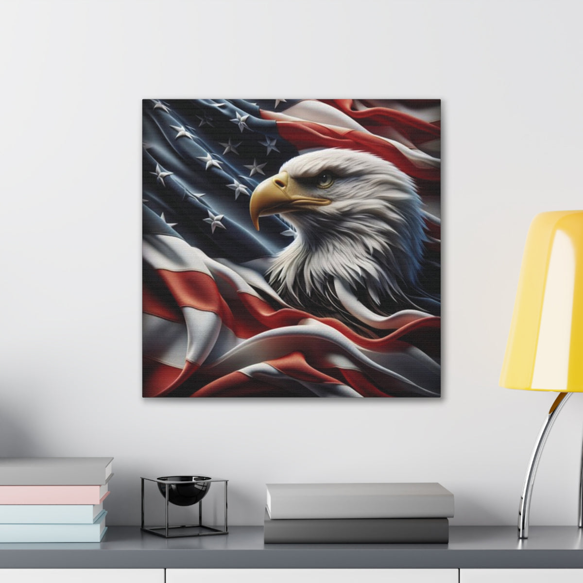 Patriotic Eagle Canvas Wall Art - American Flag Background - USA Decor