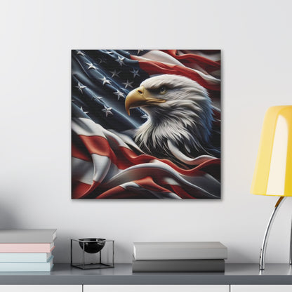 Patriotic Eagle Canvas Wall Art - American Flag Background - USA Decor