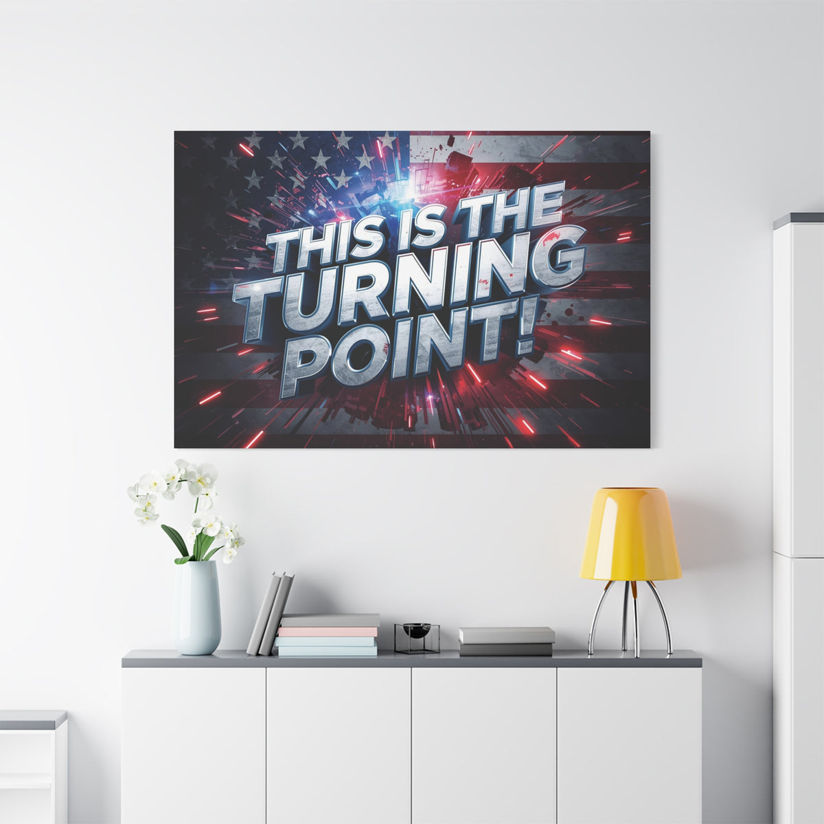 This Is The Turning Point! Canvas Wall Art - Patriotic American Flag - Red White Blue - Motivational Decor - 32 Sizes