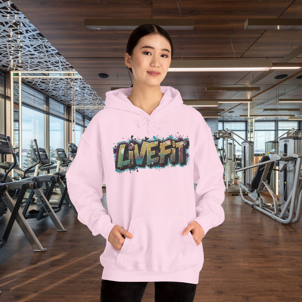 LIVE FIT Hoodie - Unisex Heavy Blend Sweatshirt - Fitness Gym Wear - Workout Apparel - S-5XL