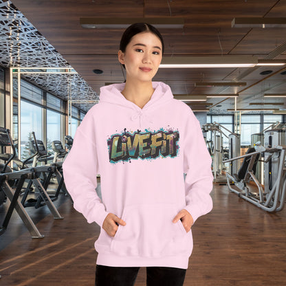LIVE FIT Hoodie - Unisex Heavy Blend Sweatshirt - Fitness Gym Wear - Workout Apparel - S-5XL
