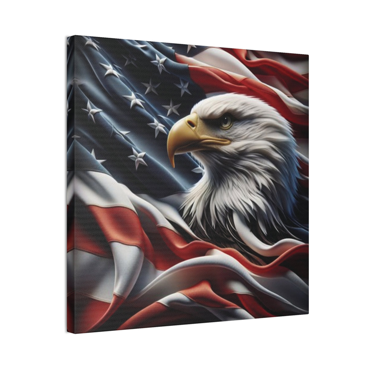 Patriotic Eagle Canvas Wall Art - American Flag Background - USA Decor