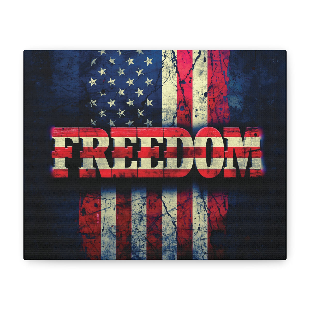 Freedom Canvas Wall Art - Patriotic Vintage American Flag - Gallery Wrapped - Red White Blue - 35 Sizes Available