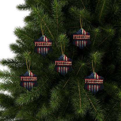 Patriotic Ornaments - Freedom American Flag Design - Red White & Blue - Same Design Both Sides