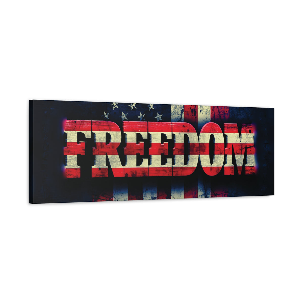 Freedom Canvas Wall Art - Patriotic Vintage American Flag - Gallery Wrapped - Red White Blue - 35 Sizes Available