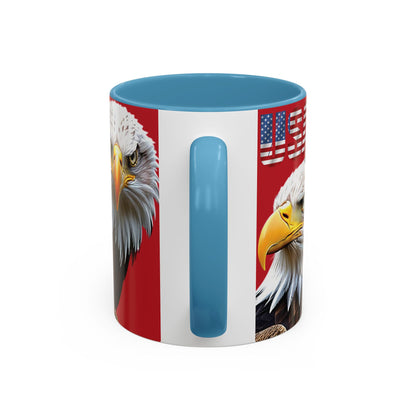 Patriotic Bald Eagle Accent Mug - Red White & Blue - 11oz/15oz - 4 Colors
