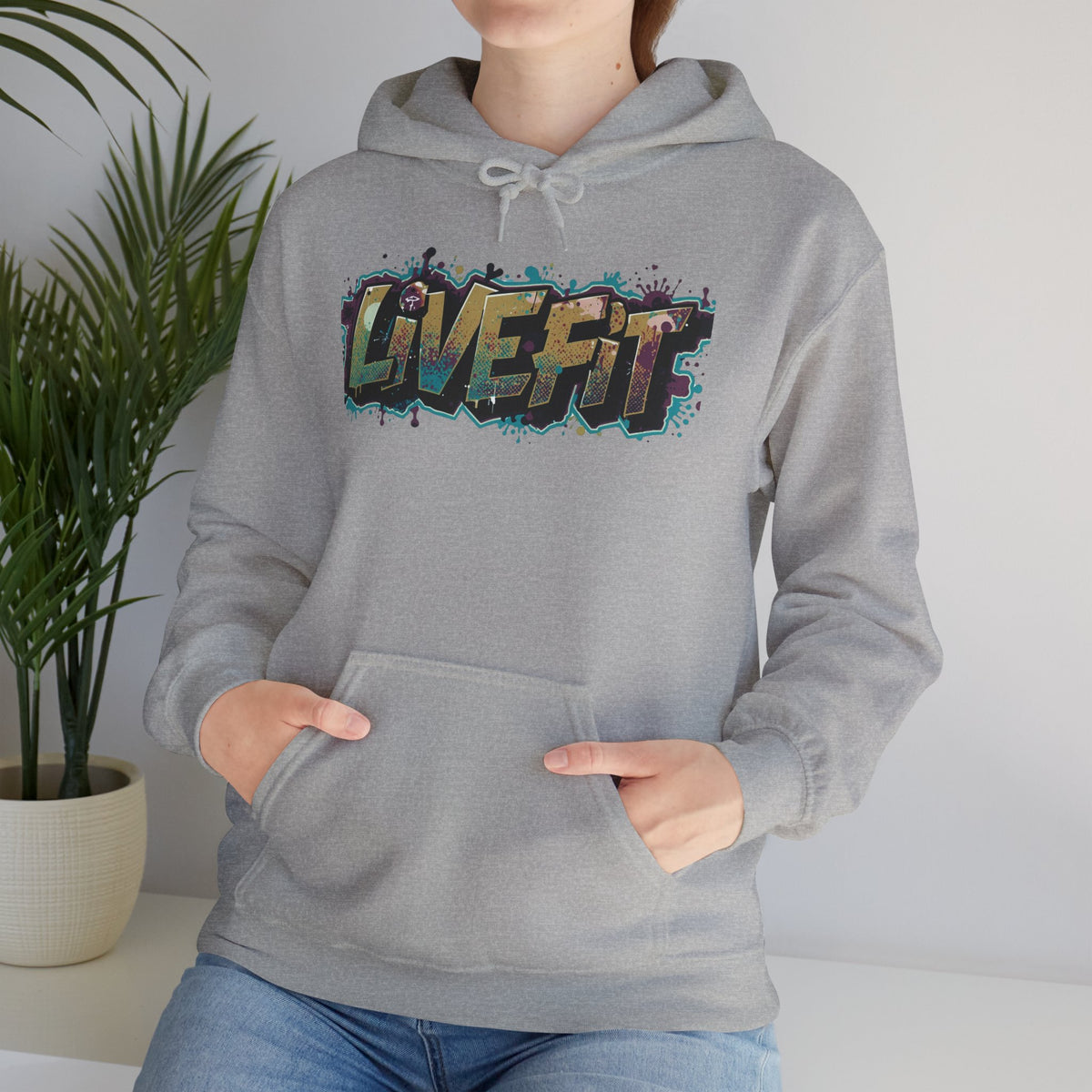 LIVE FIT Hoodie - Unisex Heavy Blend Sweatshirt - Fitness Gym Wear - Workout Apparel - S-5XL
