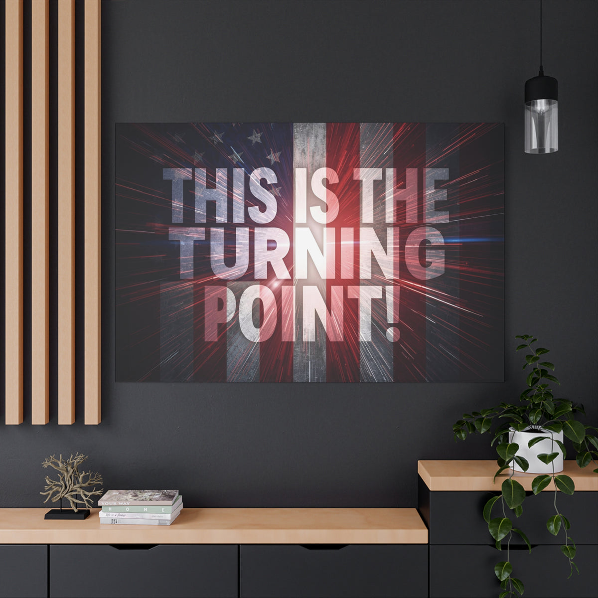 This Is The Turning Point! Canvas Wall Art - Patriotic American Flag - Red White Blue - Motivational Decor - 36 Sizes