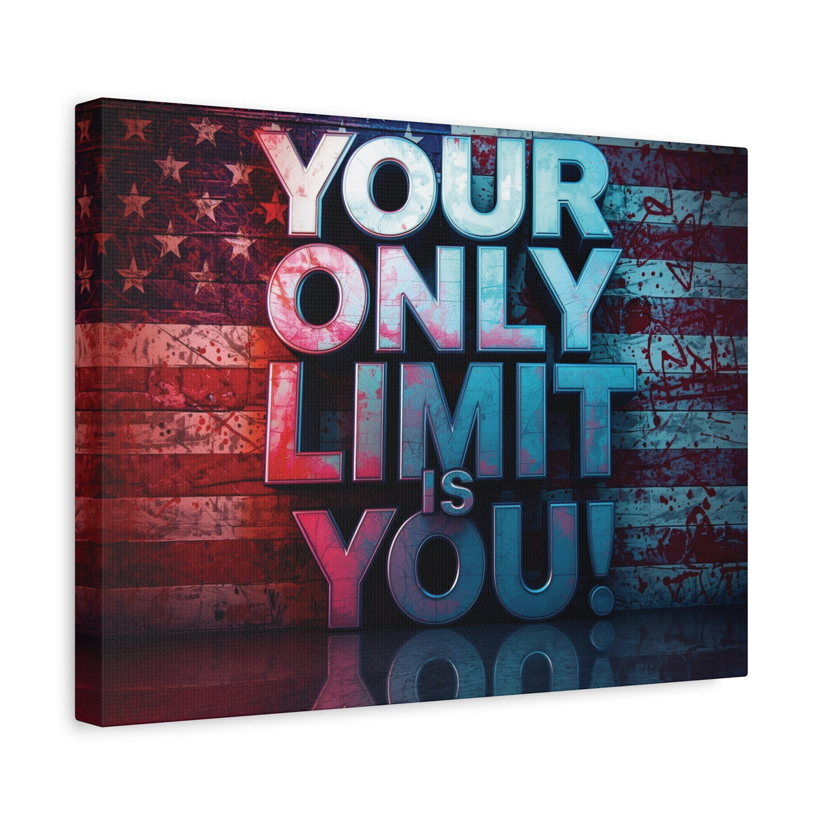 Your Only Limit Is You Canvas Wall Art - Motivational Vintage Flag Decor