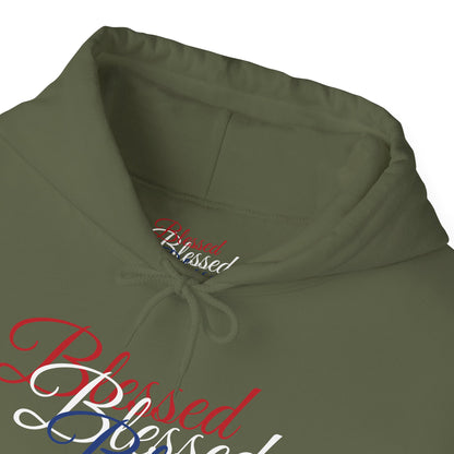 Blessed Hoodie - Patriotic Red White Blue - Unisex Pullover - Front & Back Print - S-5XL