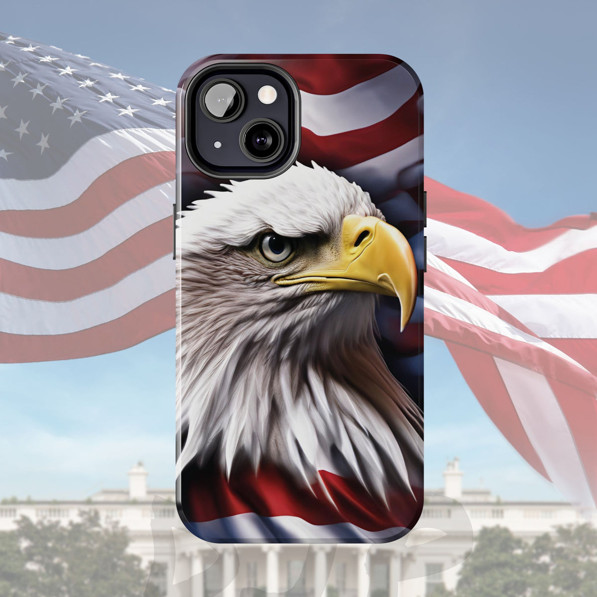 Patriotic - Bald Eagle - Phone Case - Tough Phone Case - American Flag Design - Gift for Veterans - National Holidays - Outdoor Adventures - Eagle Lover