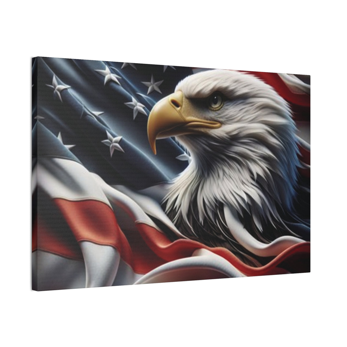 Patriotic Eagle Canvas Wall Art - American Flag Background - USA Decor
