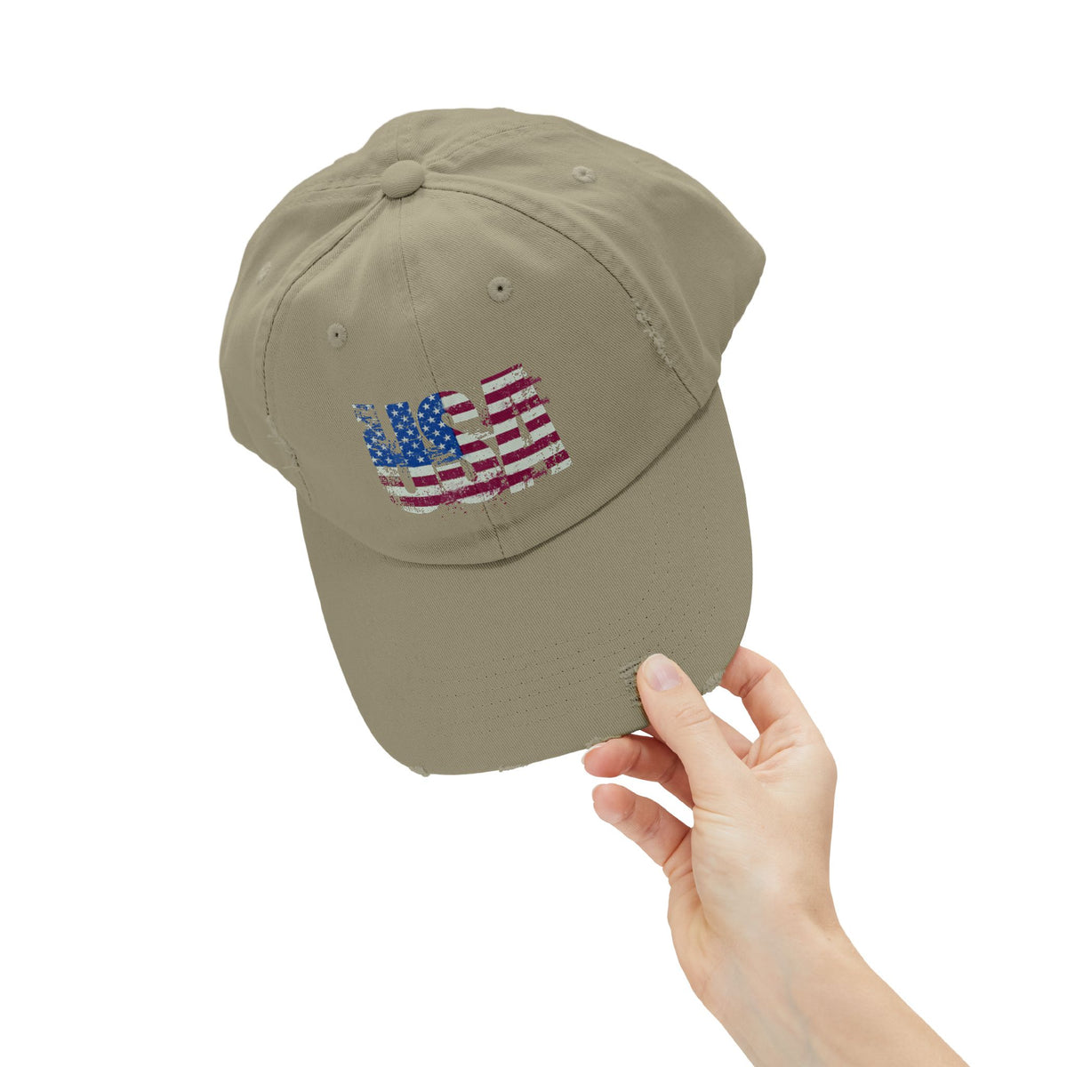 USA Distressed Flag Cap - Unisex Cotton Twill Hat - Patriotic Headwear