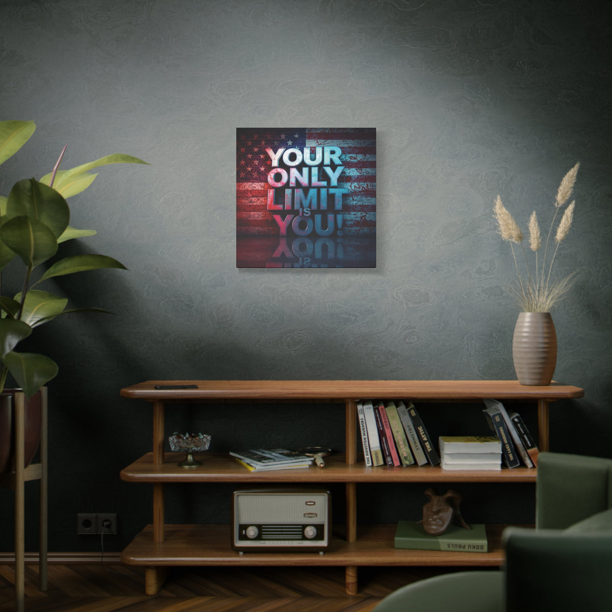 Your Only Limit Is You Canvas Wall Art - Motivational Vintage Flag Decor