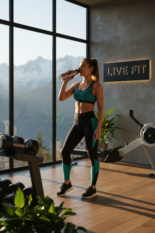 Vibrant - LIVE FIT - Stainless Steel  - 20oz - Water Bottle - Flip Top Spout - With Straw - Eco-Friendly - Fitness