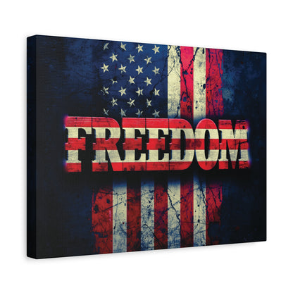 Freedom Canvas Wall Art - Patriotic Vintage American Flag - Gallery Wrapped - Red White Blue - 35 Sizes Available