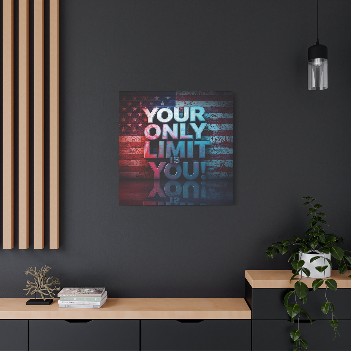 Your Only Limit Is You Canvas Wall Art - Motivational Vintage Flag Decor