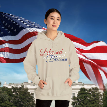 Blessed Hoodie - Patriotic Red White Blue - Unisex Pullover - Front & Back Print - S-5XL