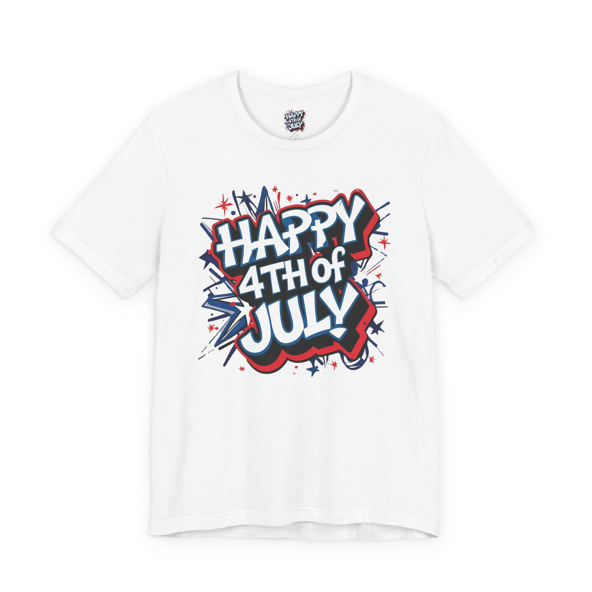 Happy 4th Of July Unisex Jersey Short Sleeve Tee, Independence Day T-Shirt, Patriotic Shirt, Red White Blue Tee, USA Celebration Top
