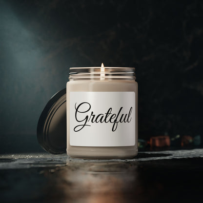 Grateful Print Scented Soy Candle - 9oz - Relaxing Home Decor - Holiday Gift - Cozy Atmosphere - Multiple Scents