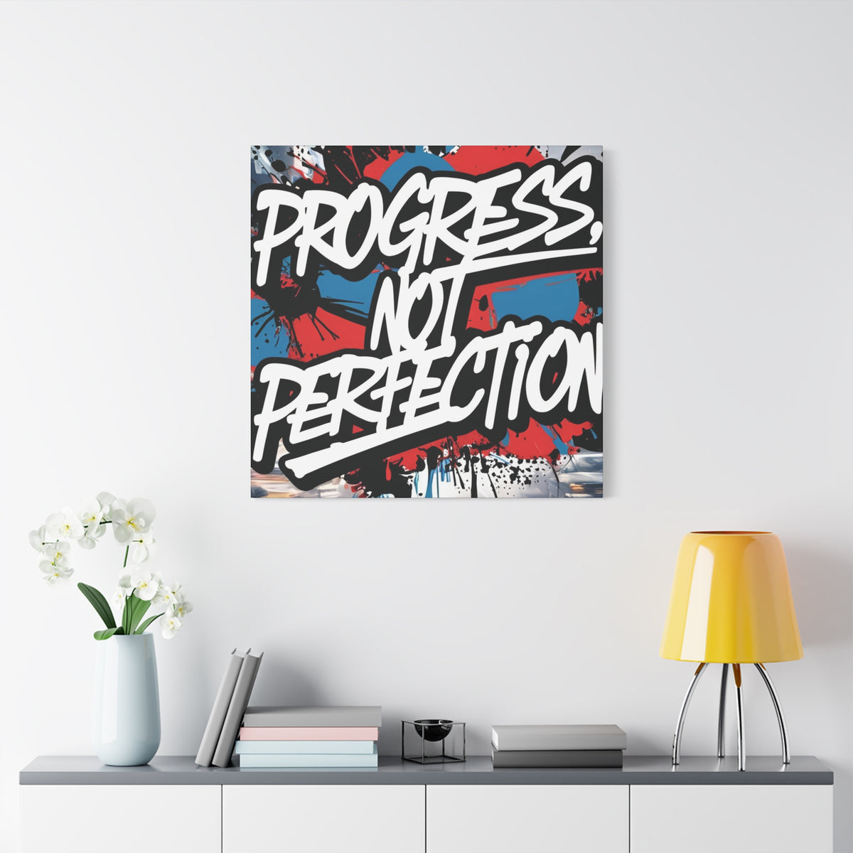 Progress Not Perfection Canvas Wall Art - Motivational Home Decor