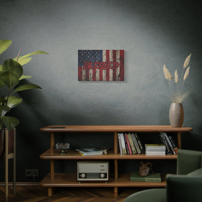 Blessed Canvas Wall Art - Vintage American Flag - Gallery Wrapped - Patriotic Americana Decor - Rustic Flag Art - 35 Sizes