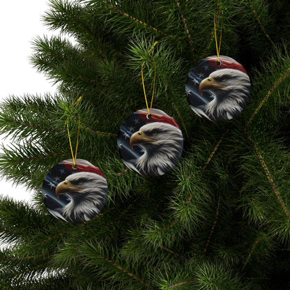 Patriotic Eagle Ornaments - American Flag Backdrop - 2 Sided Same Pic -