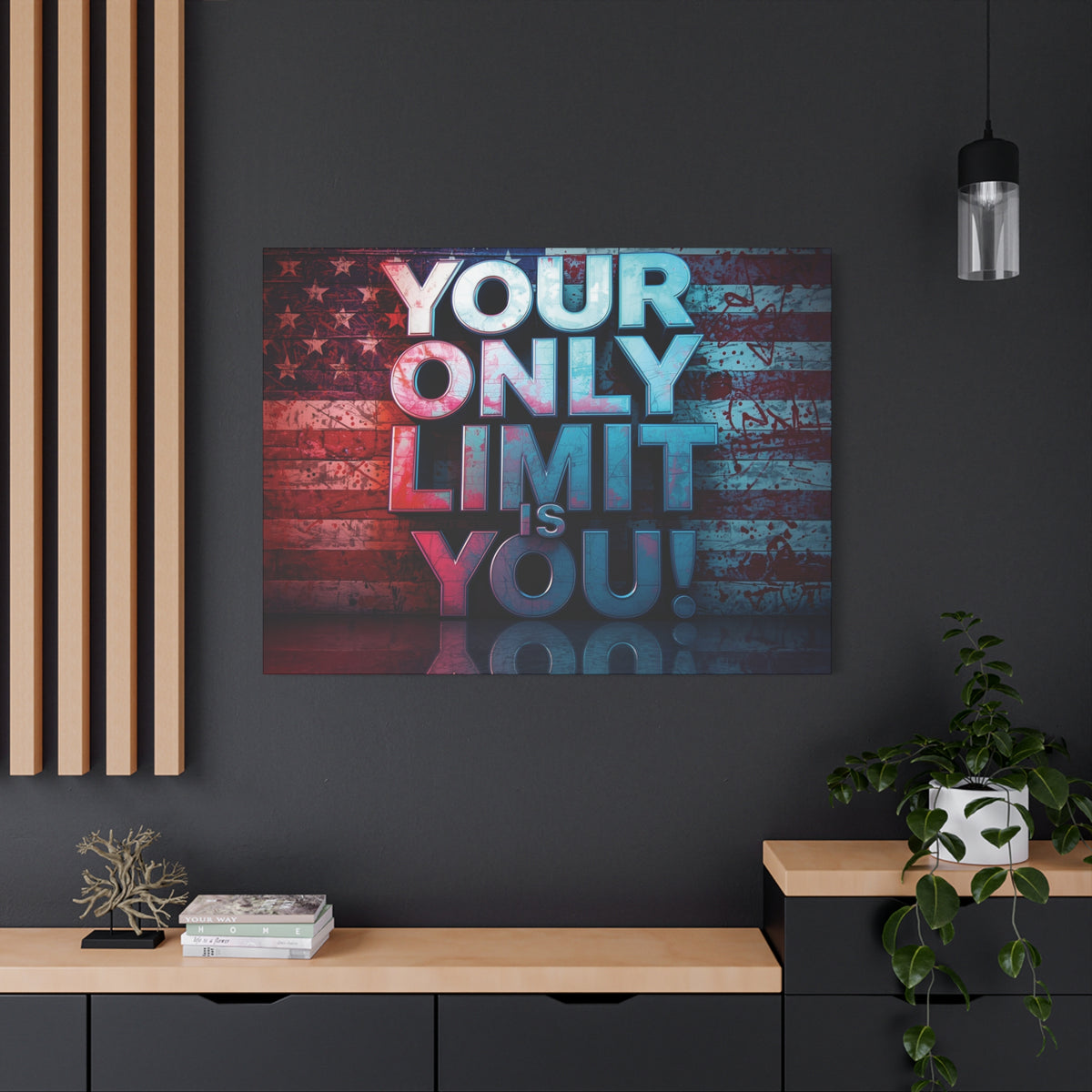 Your Only Limit Is You Canvas Wall Art - Motivational Vintage Flag Decor