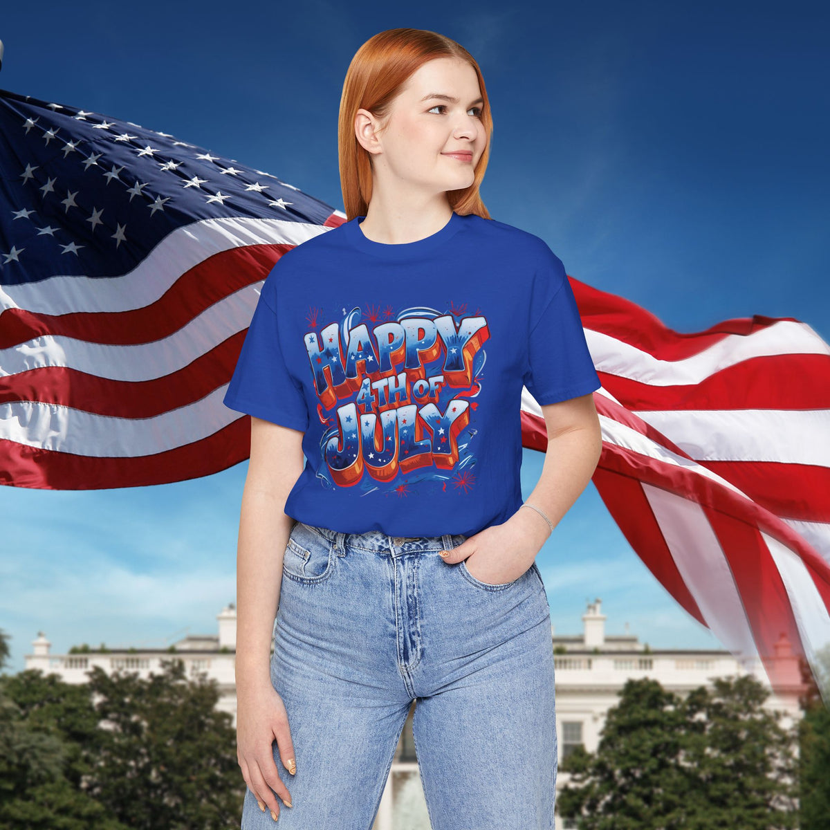 Happy 4th of July T-Shirt - Independence Day Bald Eagle - American Flag Graphic Tee
