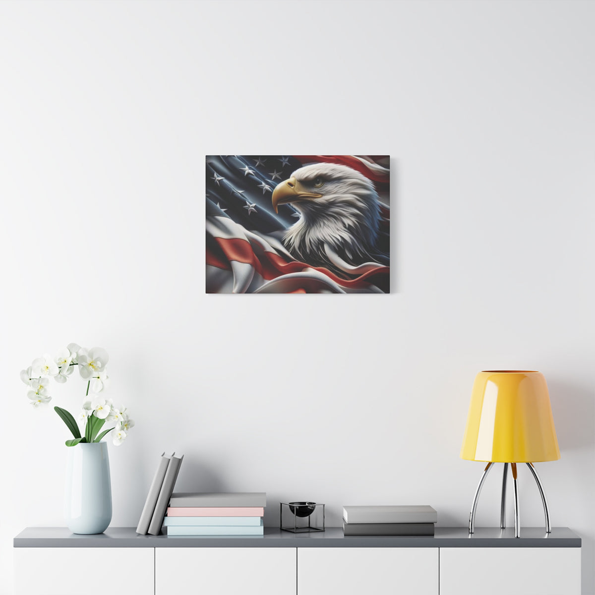 Patriotic Eagle Canvas Wall Art - American Flag Decor - Red White Blue - Gallery Wrapped - 27 Sizes - Veteran Gift