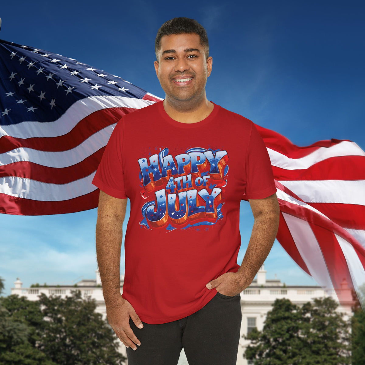 Happy 4th of July T-Shirt - Independence Day Bald Eagle - American Flag Graphic Tee