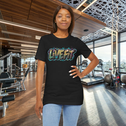 LIVE FIT Graphic Fitness Tee - Motivational Workout T-Shirt - Unisex XS-4XL