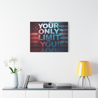 Your Only Limit Is You Canvas Wall Art - Motivational Vintage Flag Decor