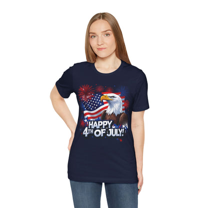 Happy 4th of July Graphic T-Shirt - Patriotic Bald Eagle - American Flag Tee - XS-4XL