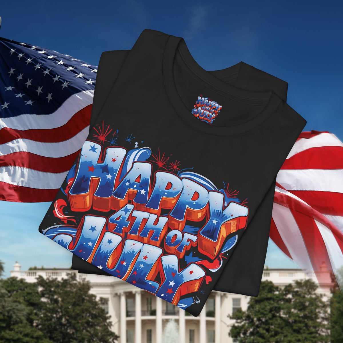 Happy 4th of July T-Shirt - Independence Day Bald Eagle - American Flag Graphic Tee