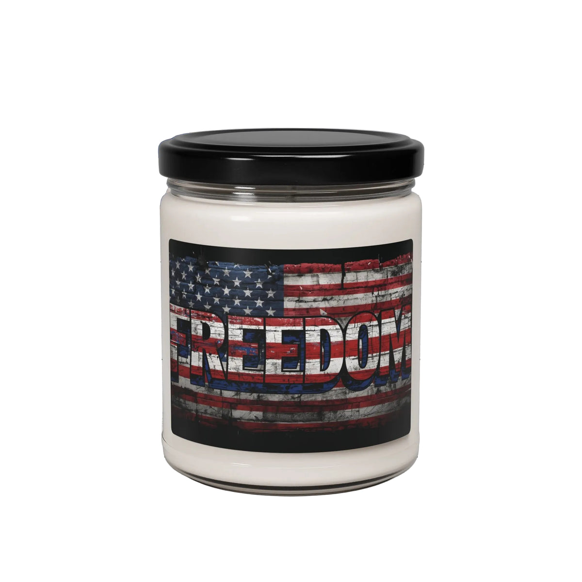 Freedom Scented Soy Candle - 9oz - Vintage American Flag - Patriotic Red White Blue - Eco-Friendly Gift