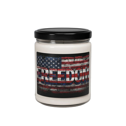 Freedom Scented Soy Candle - 9oz - Vintage American Flag - Patriotic Red White Blue - Eco-Friendly Gift