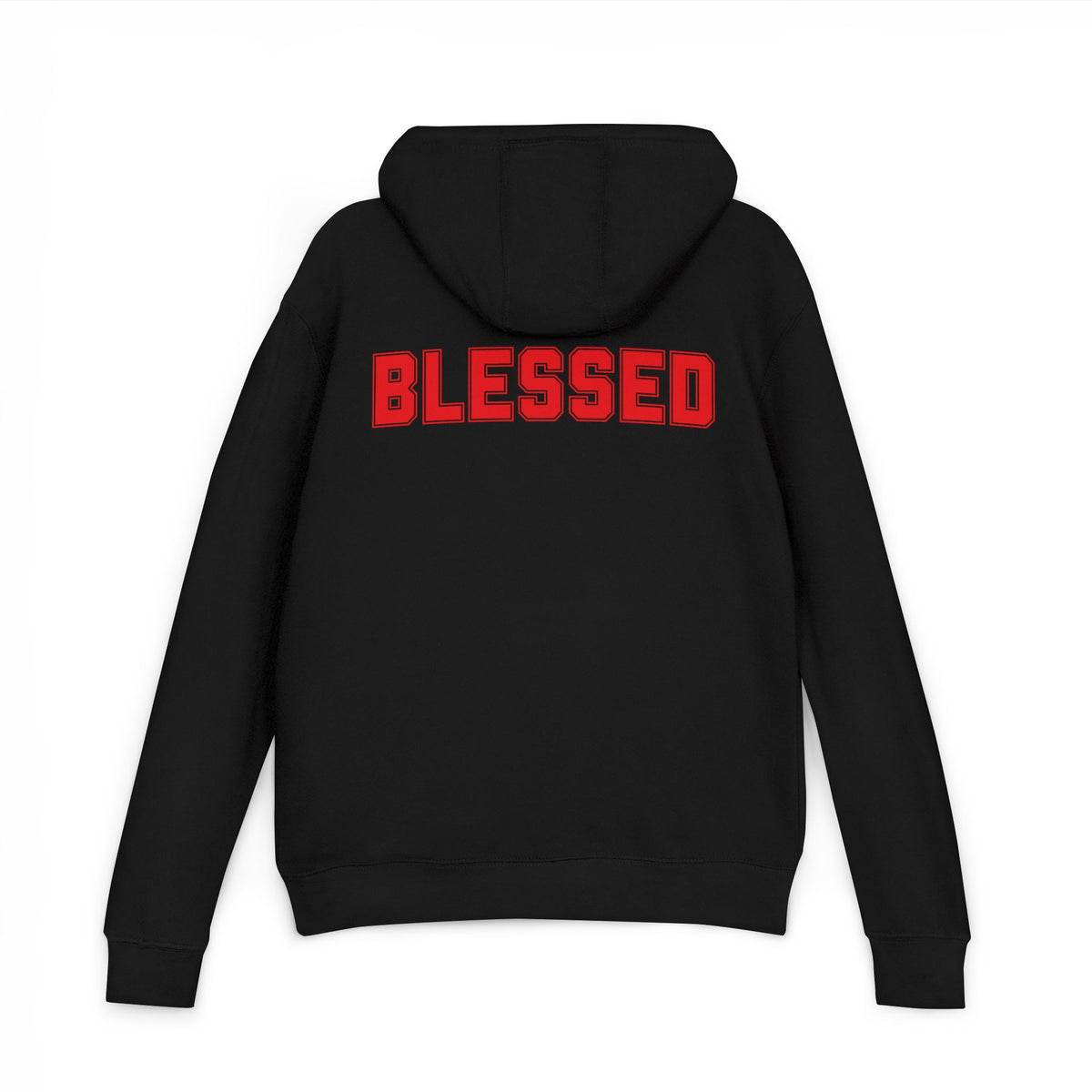 Blessed Hoodie - Red Text - Black Pullover Sweatshirt - Faith Apparel - Unisex XS-3XL