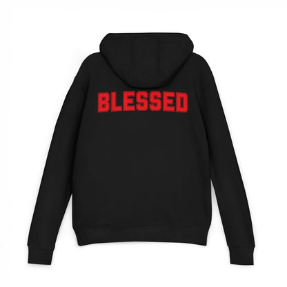Blessed Hoodie - Red Text - Black Pullover Sweatshirt - Faith Apparel - Unisex XS-3XL