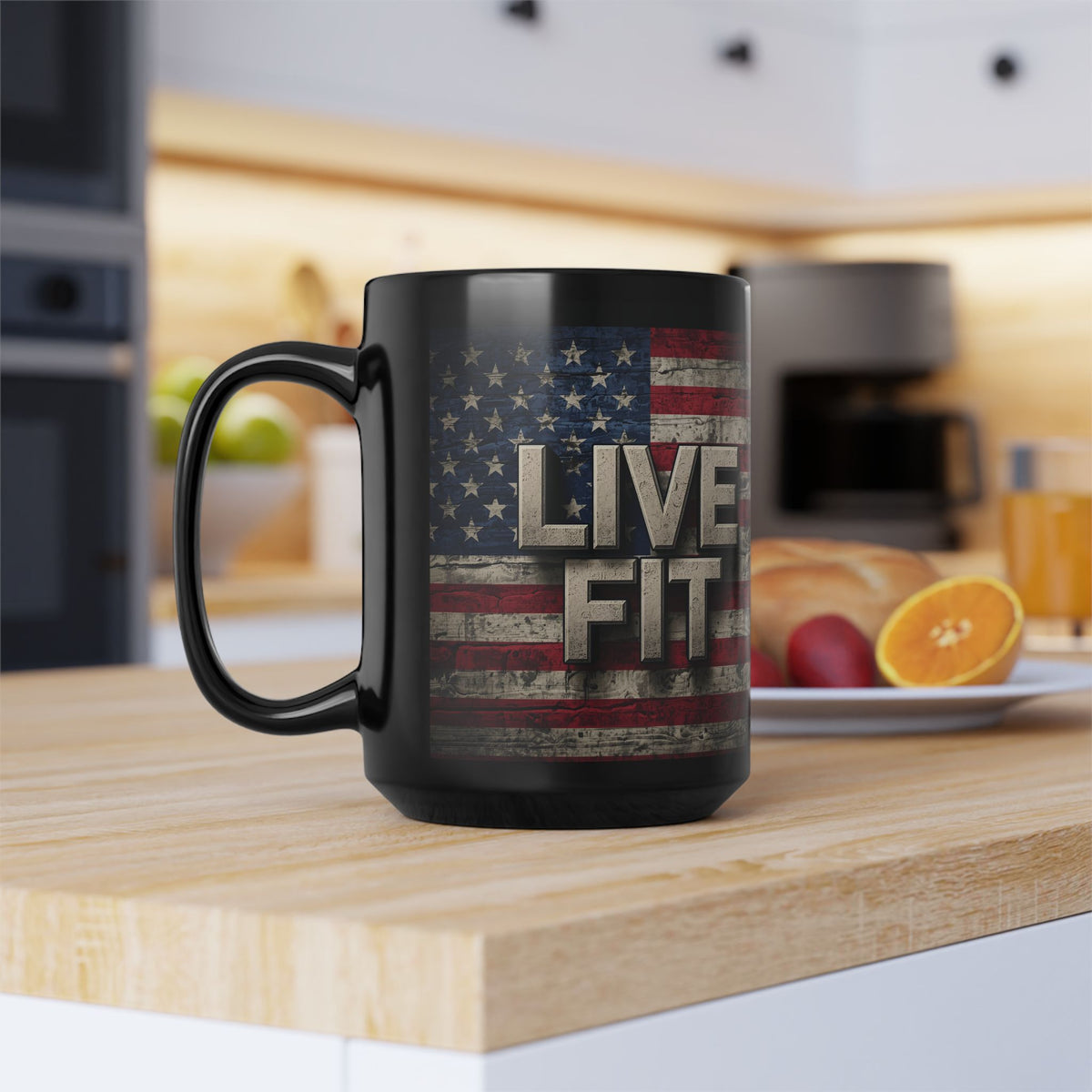 LIVE FIT Vintage American Flag Mug (11oz/15oz)