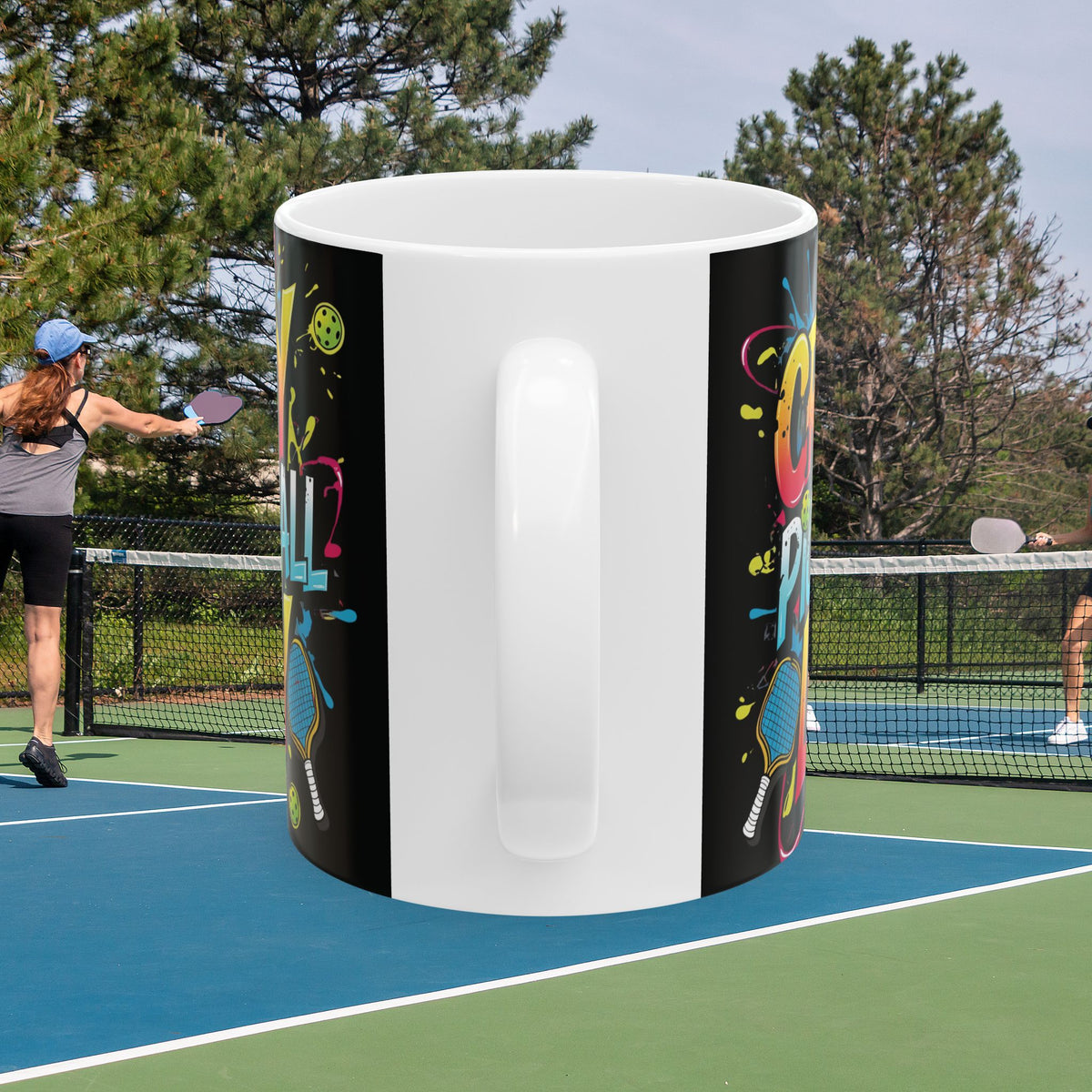 Crazy Pickleball Lady Mug - Colorful Design - 11oz/15oz - Funny Pickleball Gift