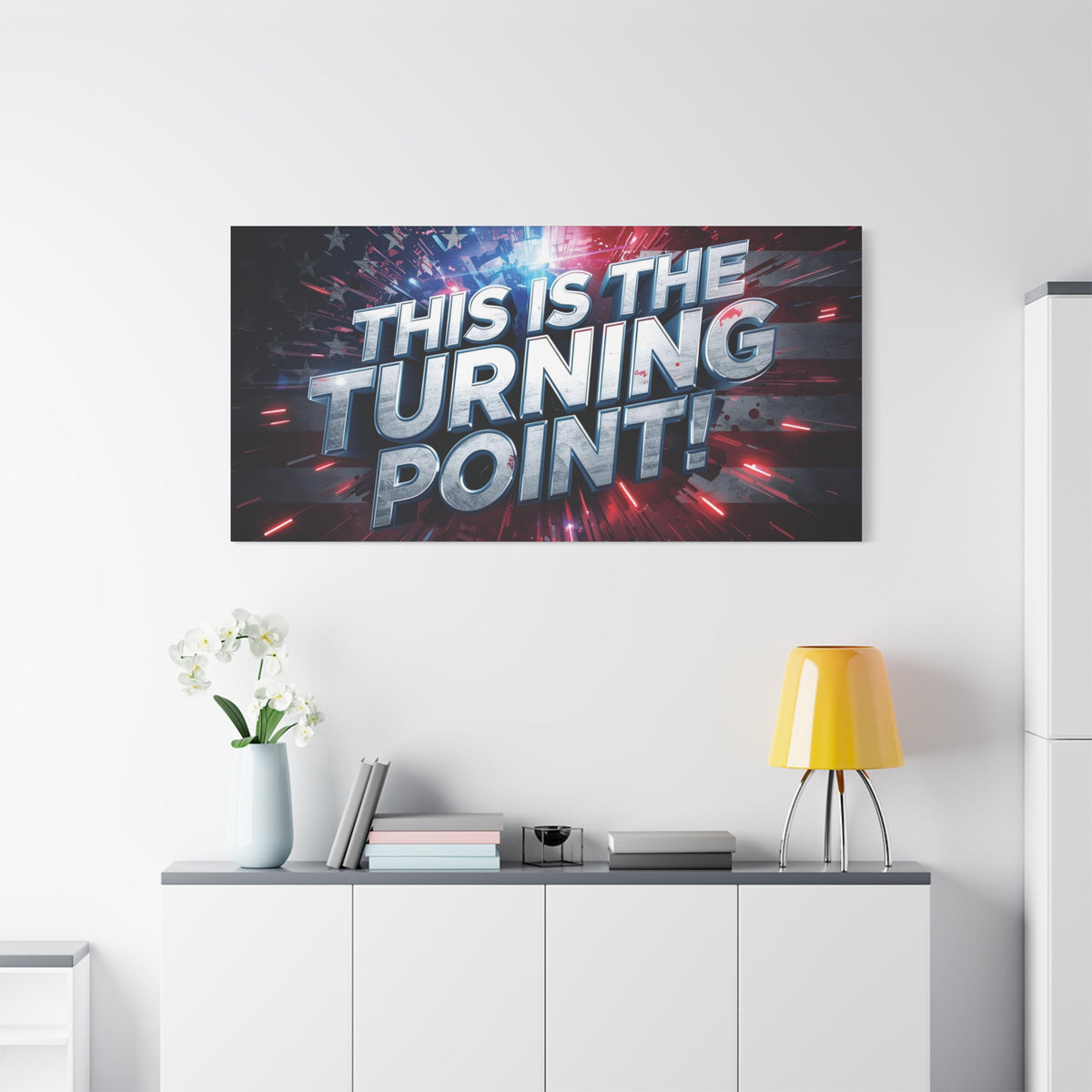 This Is The Turning Point! Canvas Wall Art - Patriotic American Flag - Red White Blue - Motivational Decor - 32 Sizes