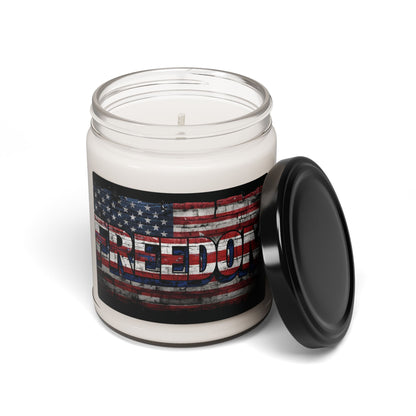 Freedom Scented Soy Candle - 9oz - Vintage American Flag - Patriotic Red White Blue - Eco-Friendly Gift