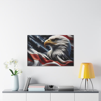 Patriotic Eagle Canvas Wall Art - American Flag Background - USA Decor