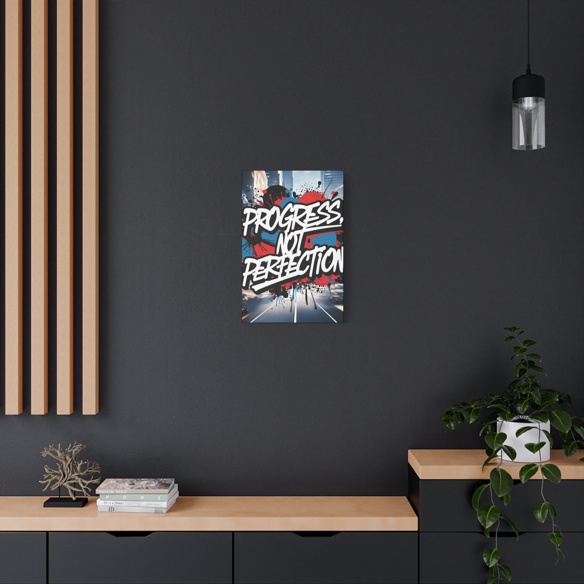 Progress Not Perfection Canvas Wall Art - Motivational Home Decor
