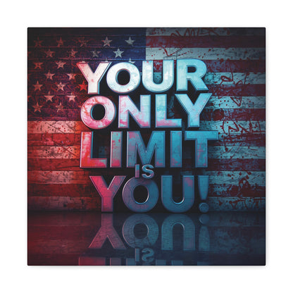 Your Only Limit Is You Canvas Wall Art - Motivational Vintage Flag Decor