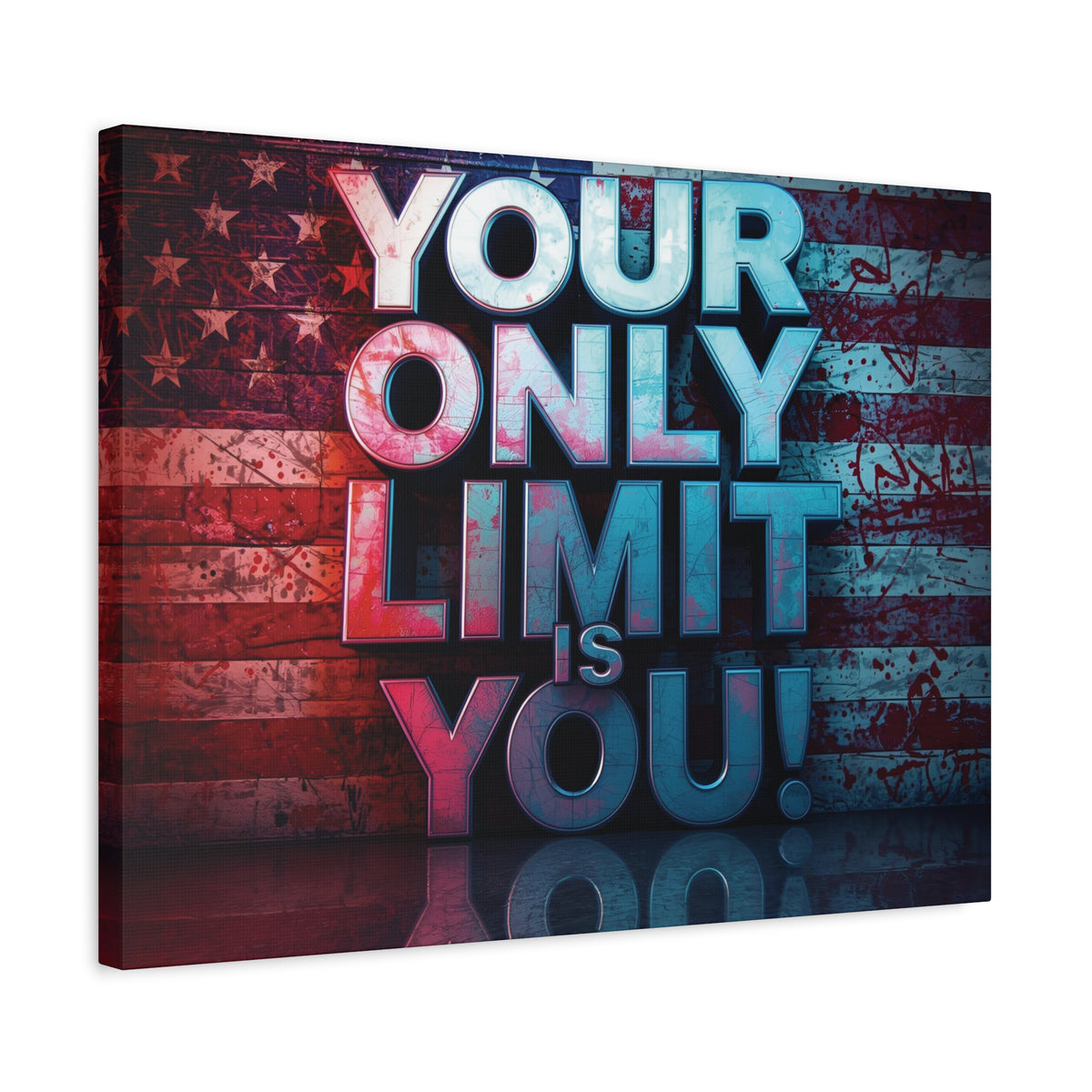 Your Only Limit Is You Canvas Wall Art - Motivational Vintage Flag Decor
