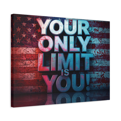 Your Only Limit Is You Canvas Wall Art - Motivational Vintage Flag Decor