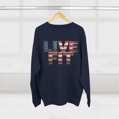 Patriotic Fitness Sweatshirt - American Flag LIVE FIT Design - Red White Blue Crewneck - Unisex S-3XL
